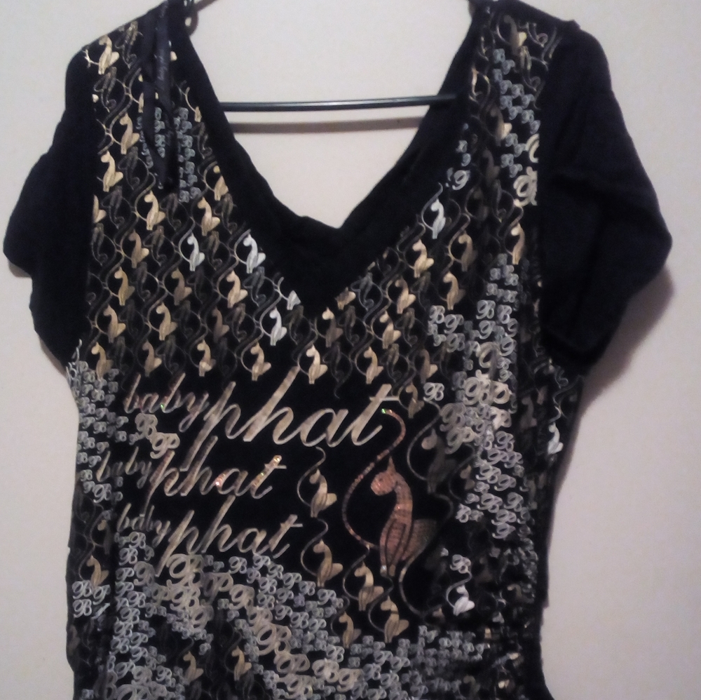 Women's gold black white and  baby phat top